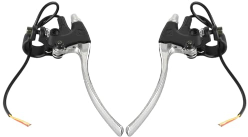 NINMORTH Coppia di leve freno elettriche per bici con interruttore di taglio per scooter elettrico, in lega di alluminio, foro da 22 mm, cavo da 25 cm, leva da 180 mm, nero