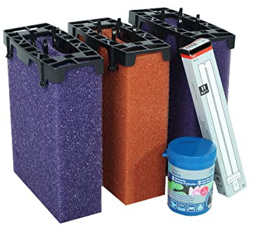 Wacredo Wartungspaket passend für Teichfilter Oase Filtomatic 7000 Schwammset 11 Watt Leuchtmittel Filterstarter Filter Komplettset Wasseraufbereitung Filterschwamm Teichpflege Ersatzschwämme