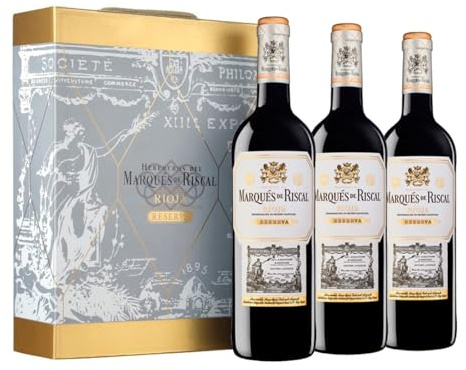 Marques De Riscal Reserva, Vino tinto, Denominación de Origen Calificada Rioja, Variedad Tempranillo, 24 meses en barrica - Estuche 3 botellas x 750 ml