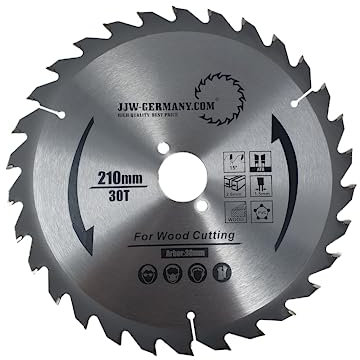jjw-germany HM - Kreissägeblatt Sägeblatt 210 x 2,6 x 30 Z= 30 WZ (Wechselzahn) für Festool, Bosch, Einhell, Mafell oder Makita