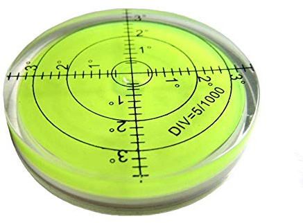 umei Alta precisión horizontal burbuja acrílico caso nivel de superficie redondo inclinómetros para instrumentos , precisión 15'/2 (verde) 60 x 12 mm