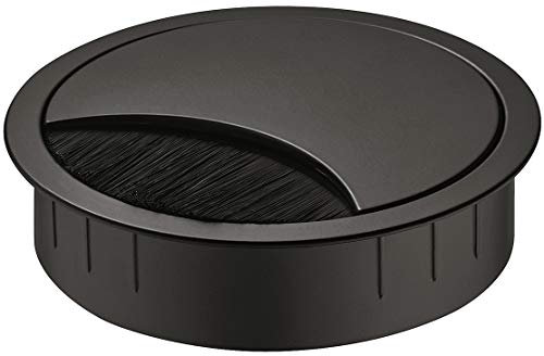 Gedotec Kabeldurchführung Schreibtisch Kabeldurchlass schwarz - Samos | Metall Kabelführung zum Eindrücken | Kabeldose Bohr-Ø 80 mm | 1 Stück - Stahl Kabelausgang rund für Büromöbel, Tisch, Wohnmobil