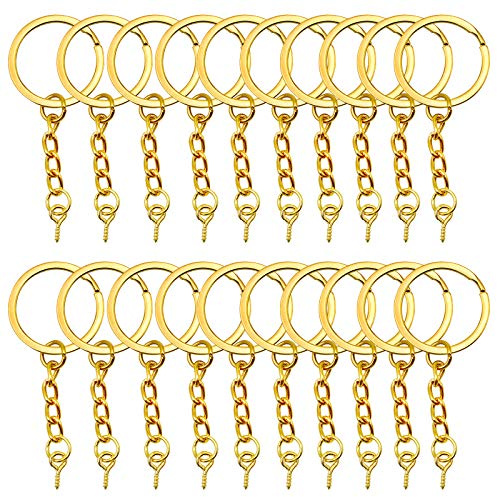 YapitHome 60 Stücke Golden Schlüsselring mit Kette Schlüsselringe mit Kette Schlüsselanhänger mit Gliederkette mit Schraubenaugen Geeignet für Handgefertigte DIY-Produkte-2