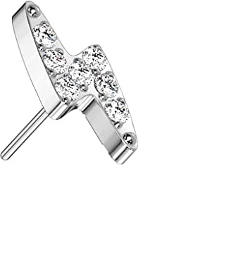 Paula & Fritz® Push-In Aufsatz Blitz Silber Zirkonia Klar Titan-IUM Grade 23 Piercing Set Mehrfarbig Ohr-Stecker Labret Stud Nipple Straight Barbell
