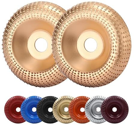 Lot de 2 disques abrasifs de 100 mm, en carbure de tungstène, pour ponçage, sculpture, polissage, façonnage, meuleuse d'angle, 16 mm (doré)