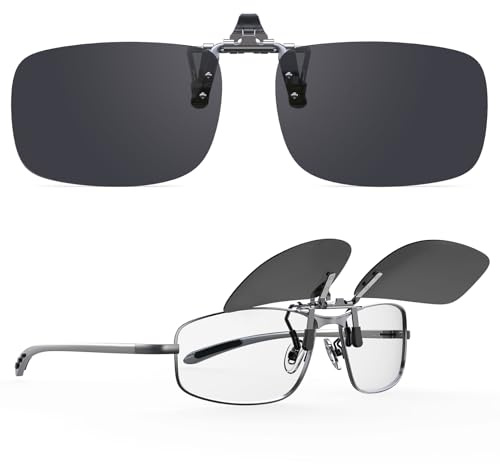 Goiteia Polarisierte Sonnenbrille zum Aufklipsen über Korrekturbrillen für Männer und Frauen - Einfaches Auf- und Absetzen mit einer Hand - Verbesserte Gläser ohne Blaulicht