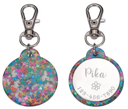 Personalisierte Haustiere Acryl-ID-Tag Personalisierter Hund Katze Buntes Halsband Anti-verlorenes Zubehör Haustier-Namensschild Haustier-ID-Halsband-Tags,Bunt,25 X 38 Mm