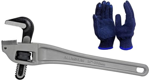 KARRYTON Chiave per tubi offset in alluminio da 35,6 cm, capacità ganascia regolabile da 76 mm, chiave per idraulici con manico in alluminio resistente, ganascia in acciaio forgiato a goccia (CR-V),