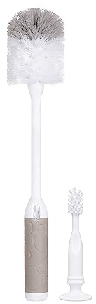 Ubbi Baby Bottle Brush Set, Bottle Brush and Nipple Brush, Baby Cleaning Essentials, Taupe