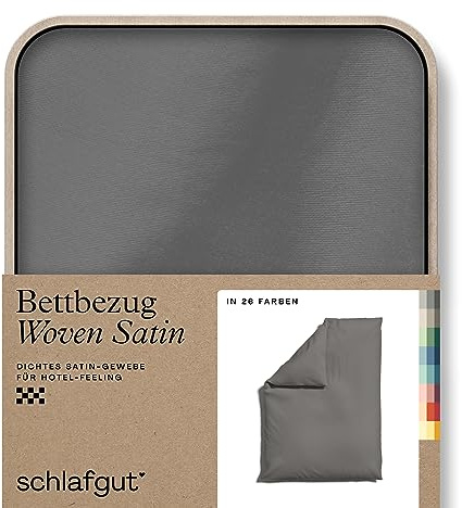 schlafgut Woven Satin Bettwäsche 135x200cm Bettdecke Bezug einzeln, Grey Mid Uni in Hotelqualität mit 100% Baumwolle | Bettbezug, Deckenbezug, Grau, Satin, 100% Baumwolle, Hotelqualität, bügelfrei, OEKO-TEX