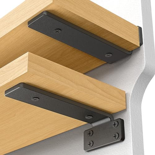 VANCASTLE Regalhalterung, schwebende Regalhalterung, 30,5 cm, 6 Stück, robuste Regalhalterungen, Metall-Wandregalhalterungen mit 1,27 cm Dicke und hält 160 kg, Halterungen für Holzregale, Schwarz