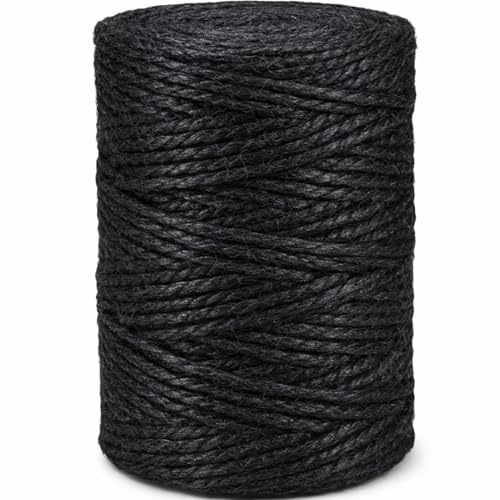 Leecogo Black 2.5mm Jute Twine 328 Feet Heavy Duty Garden Twine String for Gardening Plant Crafts and Decorative Projects