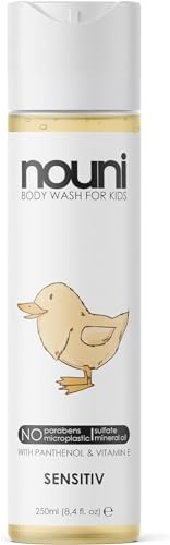 Duschgel/Waschgel für Kinder mit Panthenol & Vitamin E | sensitiv | ohne Parabene, Mineral Öl oder Mikroplastik made in Germany & vegan | mild zu den Augen - 250ml | nouni