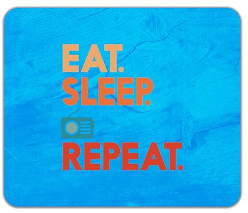 Shopagift Eat Sleep Radio Mouse Mat Pad Broadcasting Broadcast Station 24cm x 19cm