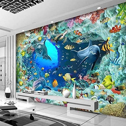 3D Museo Del Océano Papel Pintado Mural Tema Océano Peces Mundo Tema Habitación Tv Pintado Fondo De Decoración Fotomural Dormitorio Sala De Estar Pared Pintado Papel Tapiz No Tejido-430cm×300cm