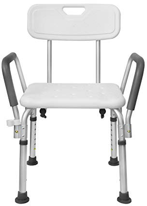 JNGLGO Duschhocker Höhenverstellbar Duschstuhl Aluminium-Rahmen rutschfest Badhocker Ergonomisch Duschsitz mit Arm- und Rückenlehnen