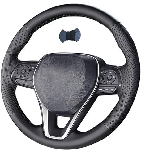 Cubierta del Volante Interior del Coche de Cuero Perforado Negro Cosido a Mano, Antideslizante y Transpirable, para Toyota Rav4 2019-2022 / Camry 2018-2022 / Corolla 2020-2022 / Avalon 2019-2020