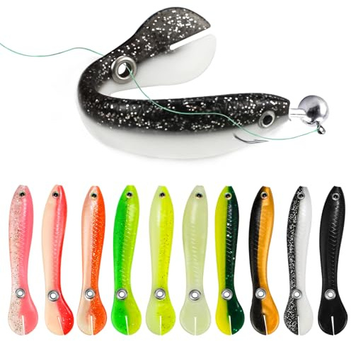 Angelköder Gummifische Set 20 Stück Barsch KöDer Gummi 10cm Bionischer Kunstköder Gummiköder, Forellen Köder, Gummiköder Fische Zander KöDer für Hecht, Zander, Barsch, Forelle