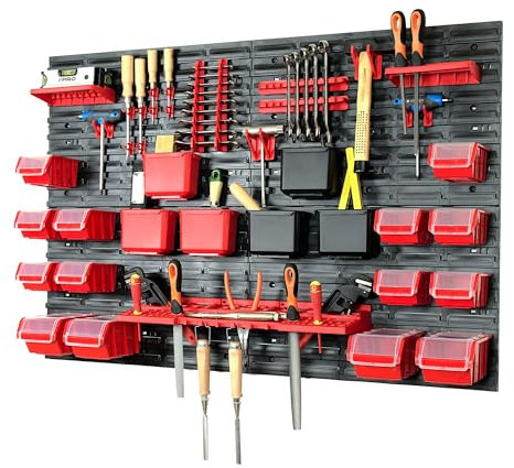 Valle Verde 47-tlg. Werkzeugwand Set, Werkstattwand, Wandregal, Lochwand, Wandorganizer - Stapelboxen, Werkzeugorganizer - Für Werkstatt, Garage - Kunststoff - 1152 x 780 mm