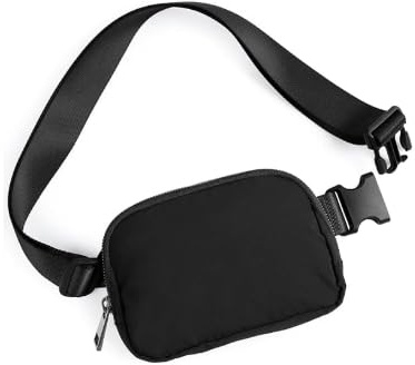 VOHONEY Gürteltasche Damen Bauchtasche Mode Hüfttasche Damen Geldbörse Ovale Tasche Umhängetasche Mini Gürteltasche für Reise Wanderung und Outdoor-Aktivitäten (Schwarz)