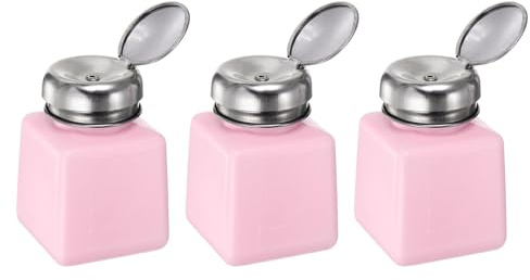 QUARKZMAN 3 st. alkohollösningsmedelsdispenser, 100 ml (3,4 oz) tryckvätska, tätningsmedel i rostfritt stål för aceton, rengöringsmedel, nagellack, rosa