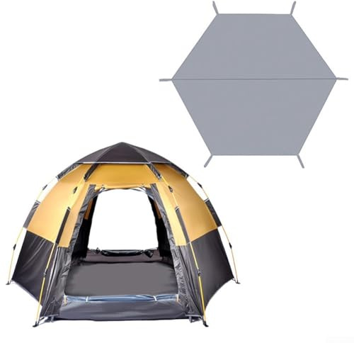 Campingplane, Zelt, Fußabdruck, sechseckig, Picknick-Plane, Zeltmatte, große wasserdichte Bodenplane für Camping, Wandern, Picknick (240 x 210 cm)