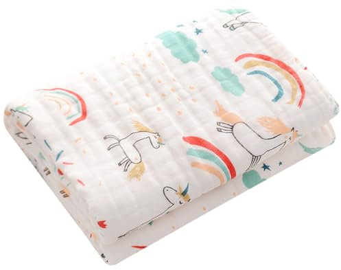 AOOPOO Baby Pucktuch Musselin Decke, 6 Lagig Baumwolle Babydecke Puckdecke Neugeborene Weiche und Kuschelige Musselin Schlafdecken für Kleinkinder Baby Mädchen Junge 110x110cm Kinderzimmer Bettdecke
