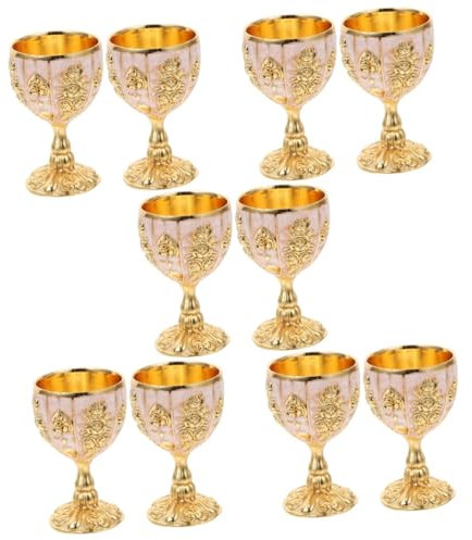 TOPBATHY 10 Stk Europäisches High-end Weinglas Whisky-becher Europapokal Sherry-gläser Eistee-gläser Goldene Kaffeetassen Geprägte Weingläser Retro-weinbecher Rotweinhalter Zinklegierung