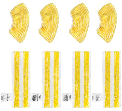Chuancheng Lot de 8 chiffons de rechange en microfibre pour nettoyeur vapeur Karcher SC2 SC3 SC4 SC5 comprenant 4 chiffons et 4 housses de balai à franges