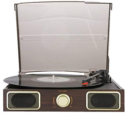 MRKU Platine Vinyle avec 2 Haut-parleurs pour disques vinyles 3 Vitesses Portablege Valise Platine Vinyle pour disques vinyles compatibles avec Les disques 7/10/12 Pouces