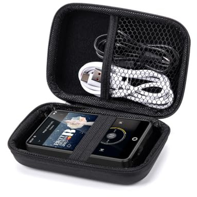 Qrettie MP3 MP4 Player Case for G1 M505 4 Inch Full Screen Touch Music Player Protective Cover Hard Case Fits Earbuds USB Cable Memory Card (Black)