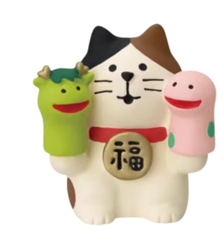 Gato de la fortuna del año de la serpiente - Adorno de gato de la suerte, figura de gato de la fortuna de resina | Escultura animal linda de la resina del día festivo, estatuilla decorativa del gato d