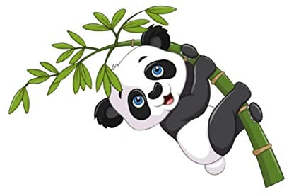 SECFOU PVC Animal Panda Wall Sticker Decor for Kids Room Self-Adhesive Wall Decals (24x45cm) Fun Panda Decorations for Boys and Girls Removable Wallpaper