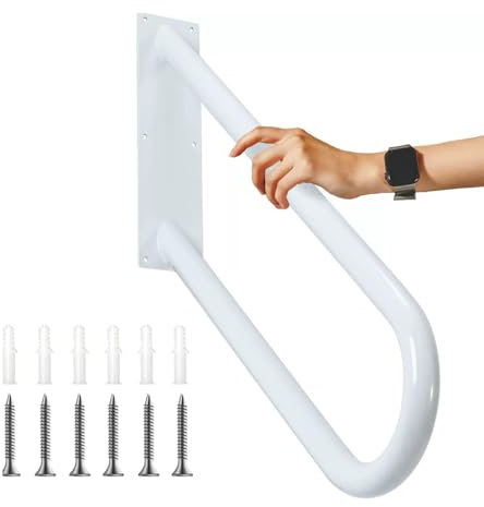 Main Courante Escalier,Main Courante En Forme De u Pour 1 à 2 Marches,Pour Les Jardins,Les Garages,Les Toilettes,Les Porches,à l'Intérieur Et à l'Extérieur (46cm,Blanc)