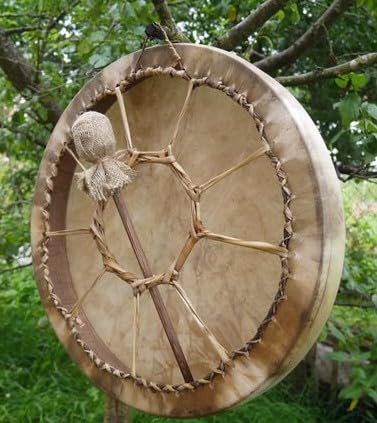 30 cm, hecho a mano, tambor chamánico, chamánico, tambor de percusión, meditación de yoga, curación de medicamentos, marco de madera, celebración de eventos + batidor, mazo, palo