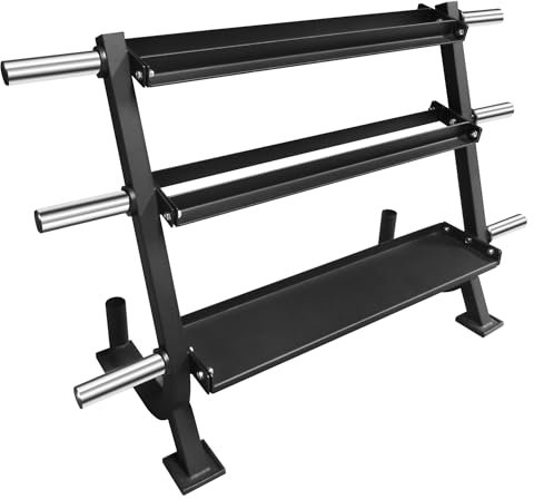 Diamond Multi-Rack MRD2: 3 volle Einlegeböden, 6 Stifte Ø50 mm, 2 Hantelablagen Ø51 mm, 56 x 148 x 96 cm, Fitnessstudio/Heim-Gymnastik, für Hantelscheiben, Handgriffe, Kugelhanteln, Balls