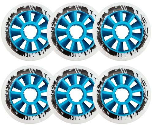 Inline-Skate-Rollen, 90 mm, weiß mit blauem Kern, 6 Stück, 85A Ersatz-Rollerblätter, 8,9 cm für Rollerblatt-Rad Ersatz