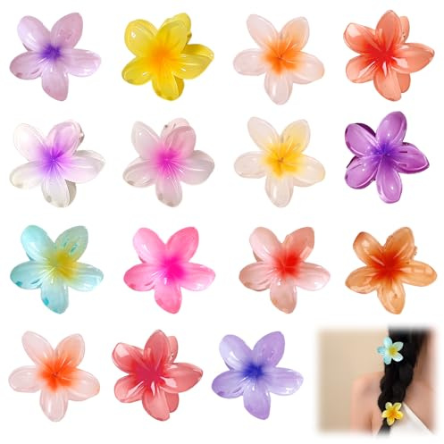 15 Pince À Cheveux Fleur Mini, Claw Clips Déco Femme Fille, Grandes Barrettes Forme Fleur, Épingles À Cheveux en Forme de Fleurs de Différentes Couleurs, Accessoire Coiffure Cheveux Épais Ou Fins