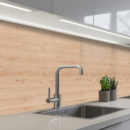 KitchenYeah© Paraschizzi Cucina Adesivo Pannello Parete Paraspruzzi | 60x250 cm - Pannelli retro Legno - Modelli - Scaffali