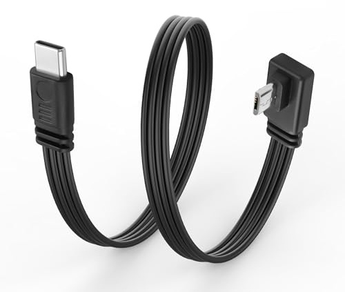 JSADZKJ Câble USB Type-C vers Micro USB Ultra-Flexible,Câble de données Plat Micro 5 Broches à 90 degrés vers USB C,Câble Plat Court de Type C vers Micro pour téléphone,appareil Photo-30 cm (Droite)