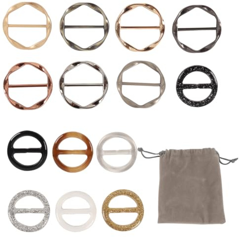 Huba 14 spille con clip a T per vestiti, anello in tessuto, fibbia per cintura, anello sciallo, clip per camicia, clip per cravatte da donna, clip per stringere fibbie per cinture