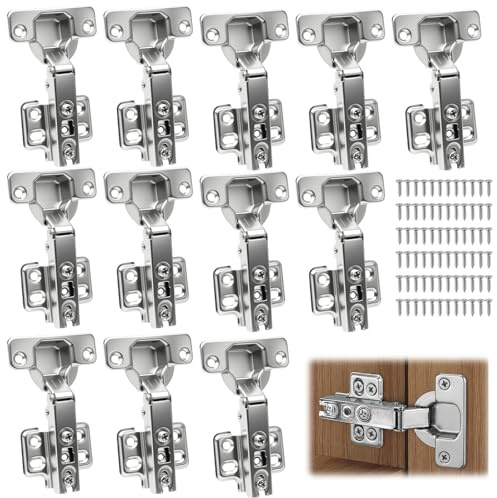 Lot de 12 charnières de pot de 35 mm pour portes d'armoire, charnière intérieure, distance entre les trous du pot, angle d'ouverture 110°, charnières de pot pour armoire de cuisine, meubles, tiroir