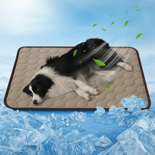 dellyy Tapis Fraicheur Chien, Tapis Refroidissant pour Chien Marron, XXL | Glacière Non Toxique Pour Animaux De Compagnie, Lavable, Utilisable à l'Intérieur Et à l'Extérieur