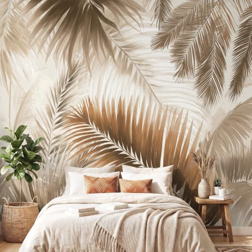 Générique Papier Peint Luxueux, Minimaliste, Moderne Papier Peint Panoramique 300 x 210 cm Pour Salon Chambre D'Enfant décoration Chambre d'Enfant Décoration Murale Feuille de palmier, Botanique
