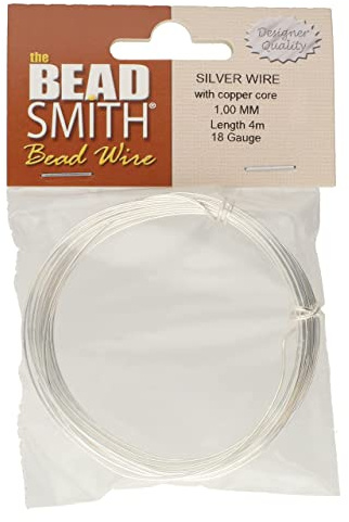 Beadsmith Basteldraht, 18 Gauge/1 mm, 4 m, Kupfer, versilbert