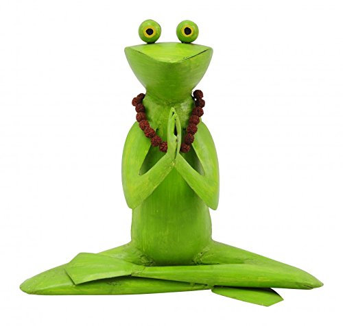 Metallfigur Metalldeko Yoga Frosch mit Kette Gartendeko Gartenfigur 29 cm Deko