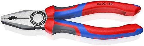 KNIPEX 03 02 180 Pinza universale bonderizzata nera rivestiti in materiale bicomponente 180 mm, Multicolore, 188x63x19 mm
