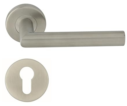 domino Türgriff SIGMA-R INOX PZ-Profilzylinder Drückergarnitur für Zimmertüren Türdrücker-Set Rosetten-Garnitur Türbeschläge