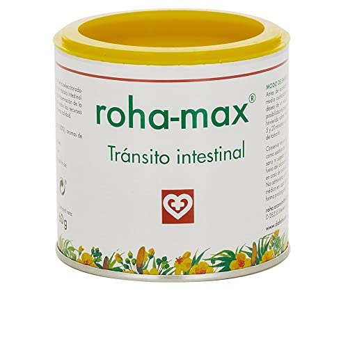 Roha MAX - Complemento alimenticio para regular tránsito intestinal, bote 60 g, hojas de sen, aromas de hibisco, regaliz y menta, masticable o infusión, FAES FARMA