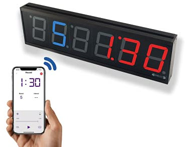 GymNext Flex Timer Wanduhr digital – Heim-Fitnessstudio Edition – Intervall Timer für Fitnesstraining im Fitnessstudio - Steuerung über die Mobile App via Bluetooth – XXL Wanduhr